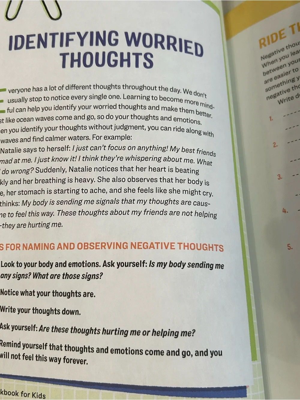 Worry Workbook for Kids ages 8-12